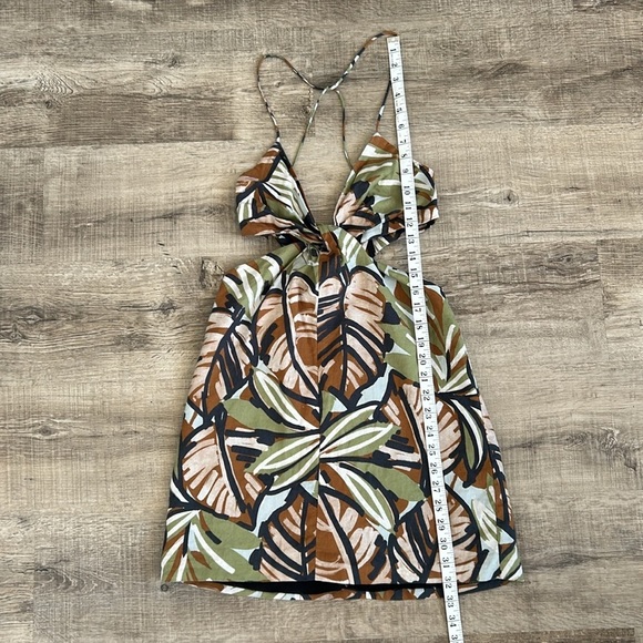 Zara 8054/528/505 Zara Cutouts Tropical Print Linen Mini Dress sz S - Picture 9 of 13